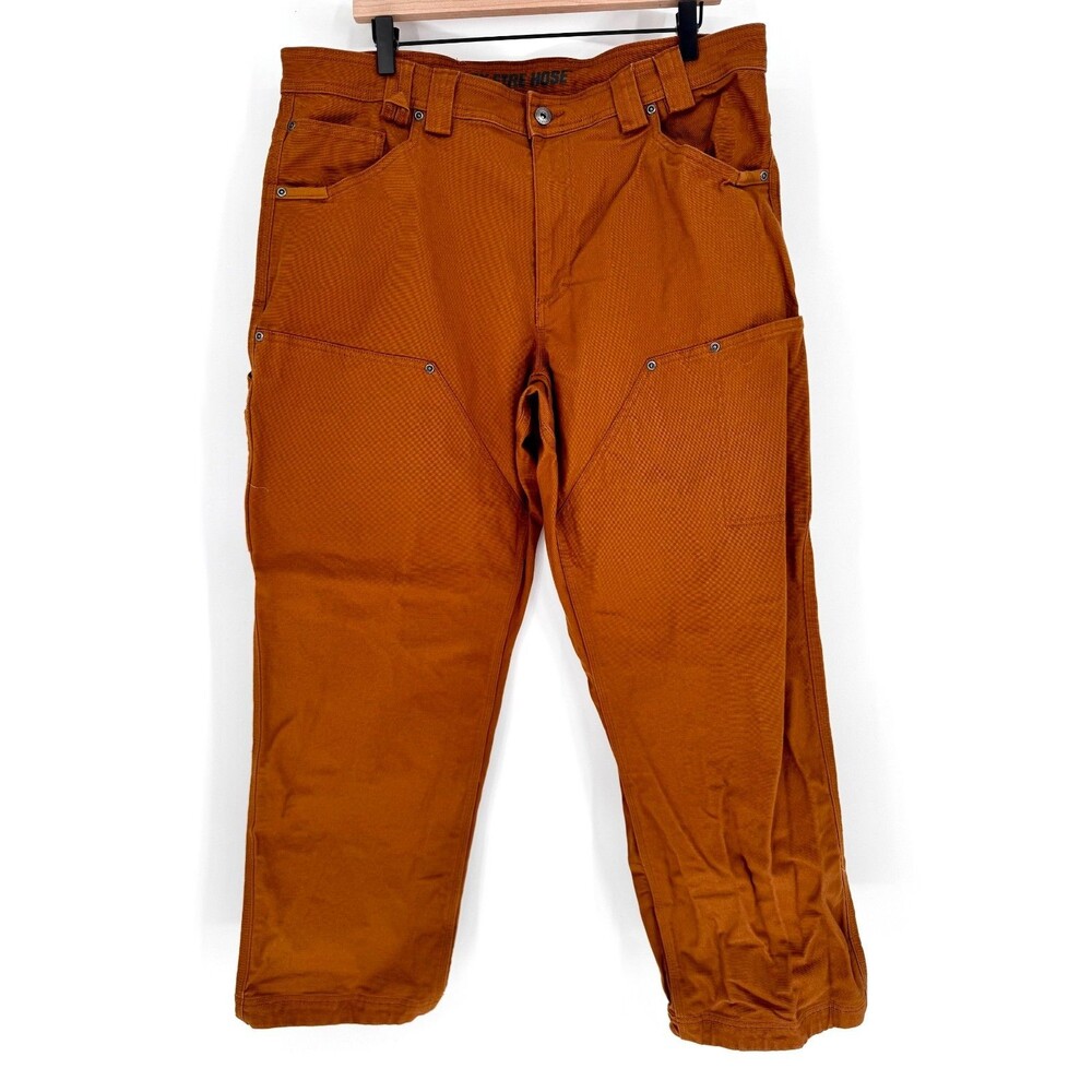 Duluth Trading Co Flex Fire Hose Pants Mens 38x30 Brown Relaxed Fit Workwear